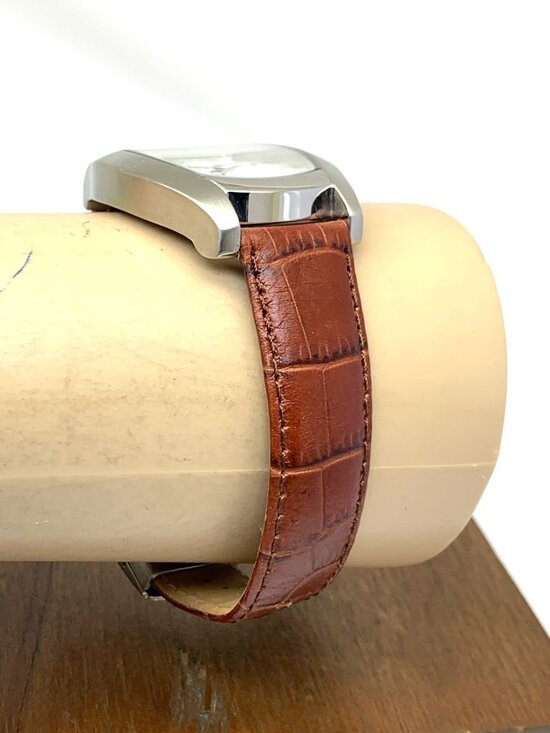 Invicta Unisex Watch 9444 Quartz White Dial Brown Leather Band 35mm